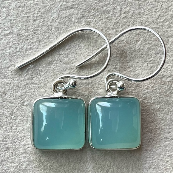 Aqua Chalcedony Sterling Silver Earrings - Picture 2 of 9